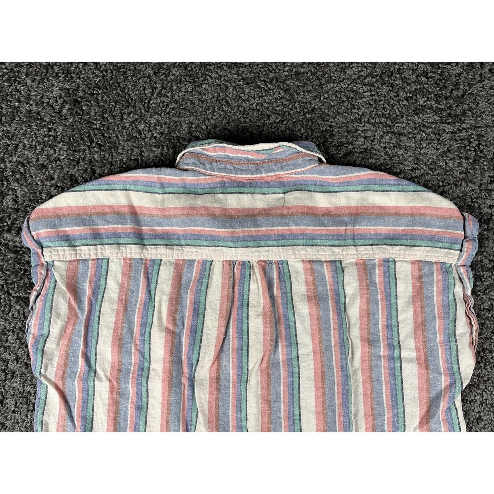 Women's Orvis Ladies Short Sleeve Button Up Linen Blend Shirt Top Stripe XL - Picture 6 of 10